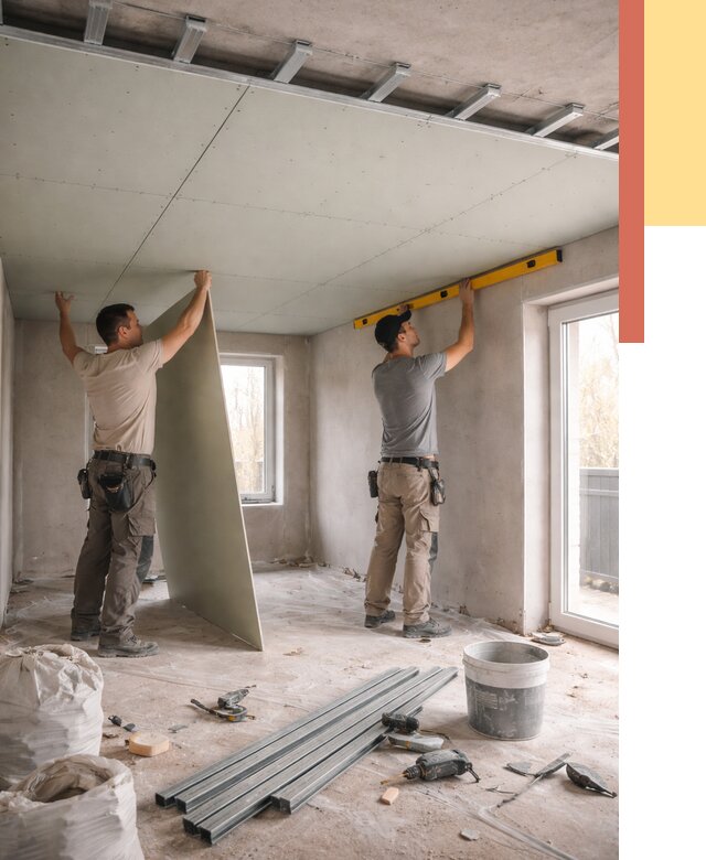 Одноуровневый потолок из гипсокартона в Фрязино от 779 руб. — монтаж под ключ | ОТДЕЛОЧНИК-Фрз