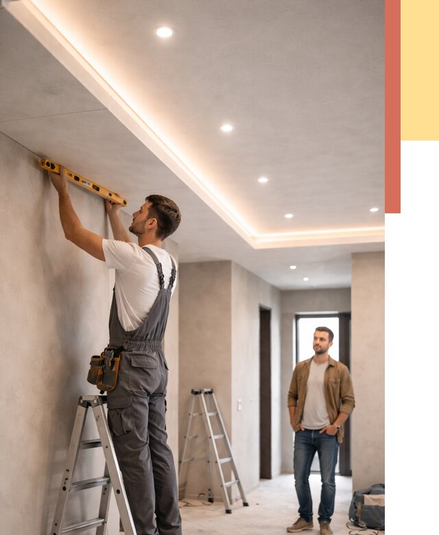 Потолок из гипсокартона с подсветкой в Фрязино от 779 руб./м2 под ключ | ОТДЕЛОЧНИК-Фрз