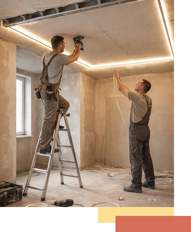 Потолок из гипсокартона с подсветкой в Фрязино