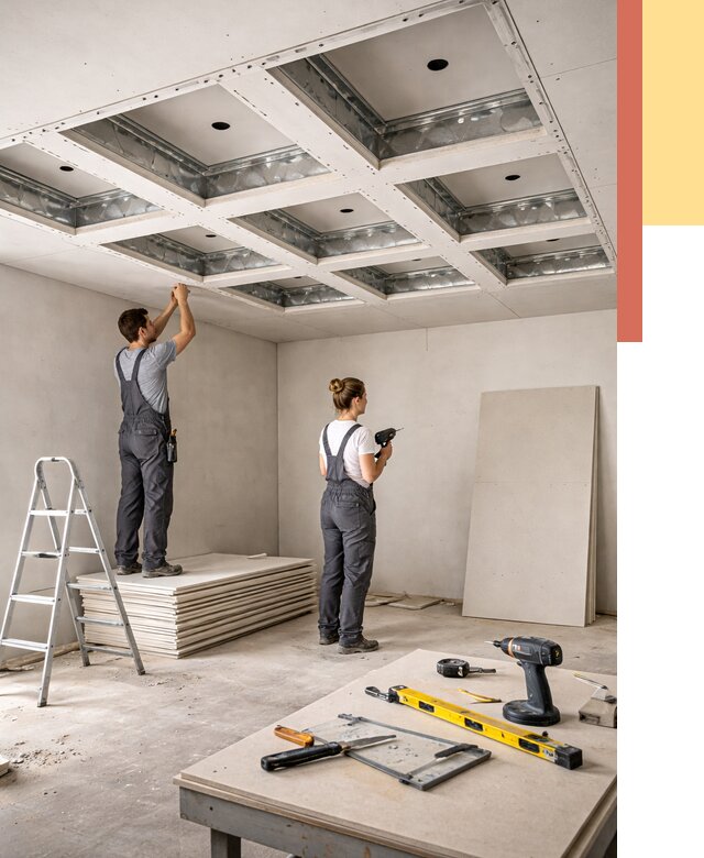 Кессонный потолок из гипсокартона в Фрязино от 1921 руб. — монтаж и под ключ | ОТДЕЛОЧНИК-Фрз