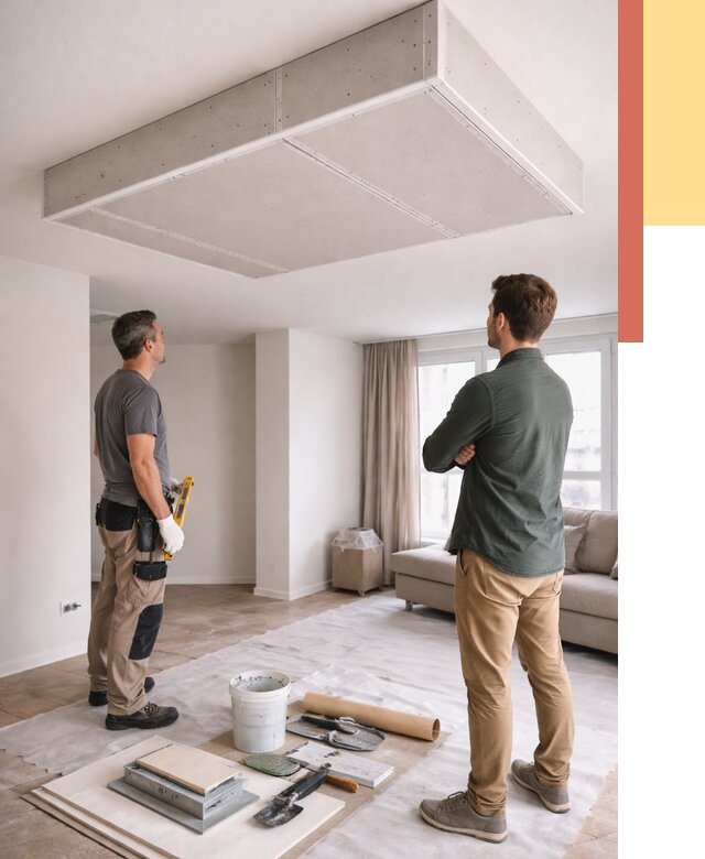 Короб на потолке из гипсокартона в Фрязино от 2285 руб. — монтаж и услуги под ключ | ОТДЕЛОЧНИК-Фрз