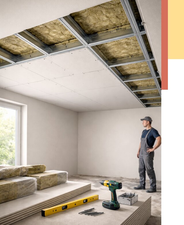 Звукоизоляция потолка ГКЛ в Фрязино от 987 руб. — монтаж под ключ | ОТДЕЛОЧНИК-Фрз