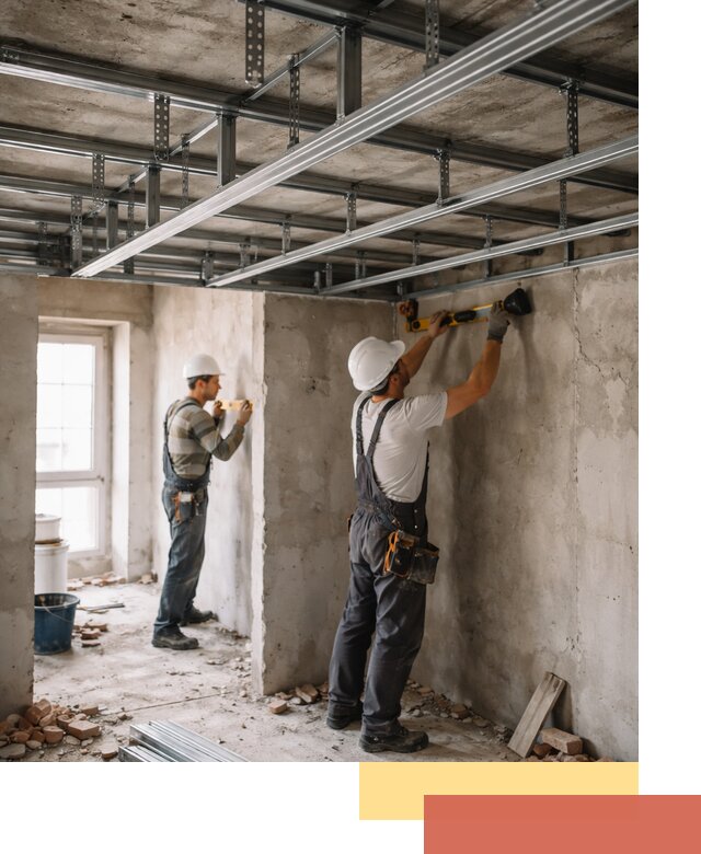 Монтаж каркаса потолка из профильного профиля в Фрязино