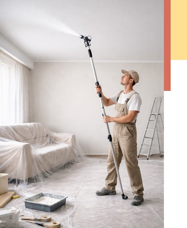 Покраска потолка краскопультом в Фрязино от 4673 руб. быстро и недорого | ОТДЕЛОЧНИК-Фрз