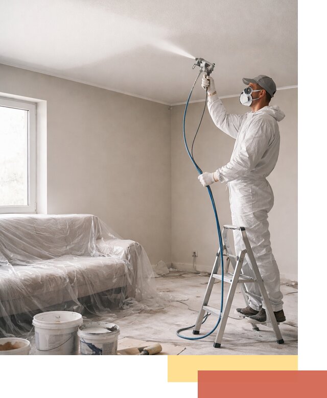 Покраска потолка краскопультом в Фрязино быстро и качественно