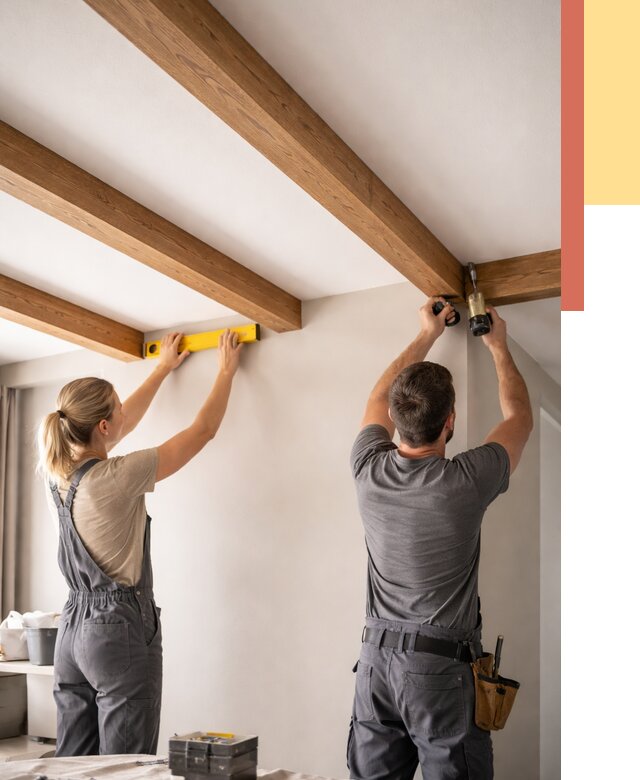 Монтаж декоративных балок на потолок в Фрязино от 4362 руб. — ОТДЕЛОЧНИК-Фрз