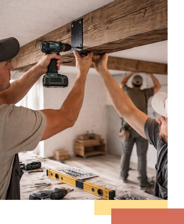 Монтаж декоративных потолочных балок в Фрязино